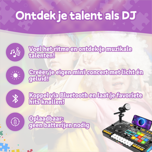DJ-Set für Kinder mit Bluetooth & Mikrofon - Wiederaufladbar